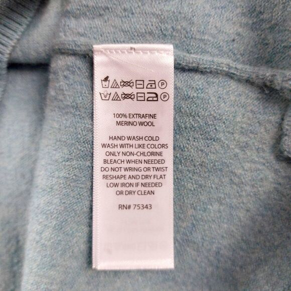 Cynthia Rowley Sweater Womens Large Blue Heather Cowl Neck Merino Wool Pullover - Picture 7 of 8